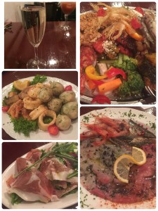 前菜に始まり、パスタ・ピイッツアへ向かう…